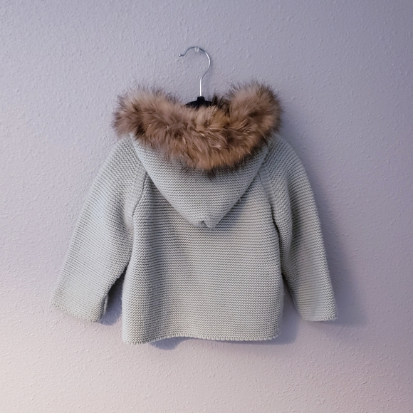 MiLoves Knit Cardigan W/Racoon Fur Trim - Picture 2 of 5